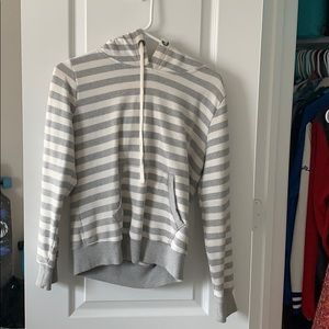 Grey and white striped hoodie